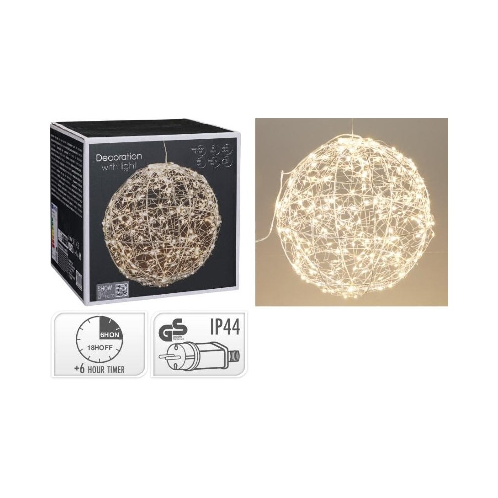 SFERA METALLO ARGENTO 200 LED D.18